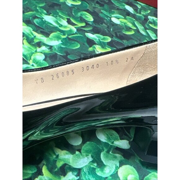 Salvatore Ferragamo Black Patent Leather Chunky Kitten Heels Pumps size 10 AA - Picture 6 of 16
